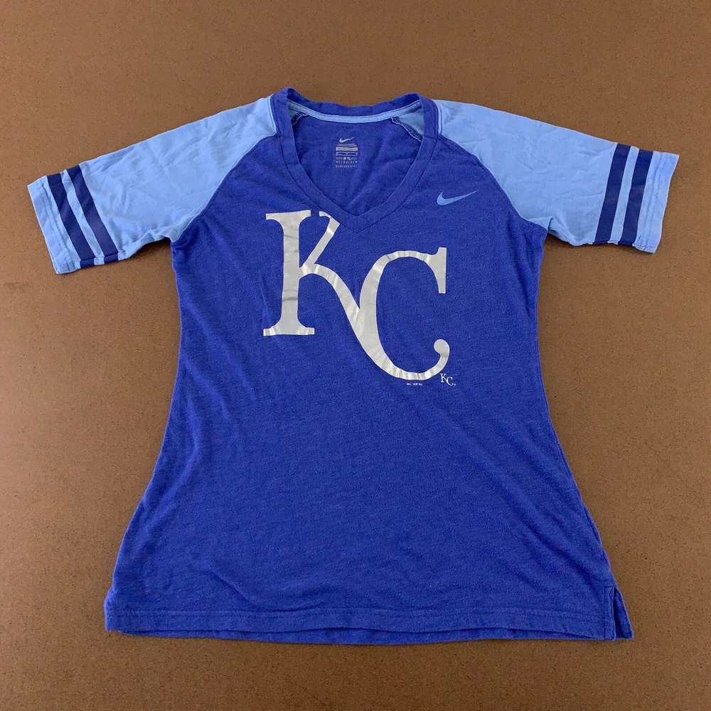 Kansas City Royals Nike Womne's Size Medium Blue Short Sleeve V Neck T-Shirt